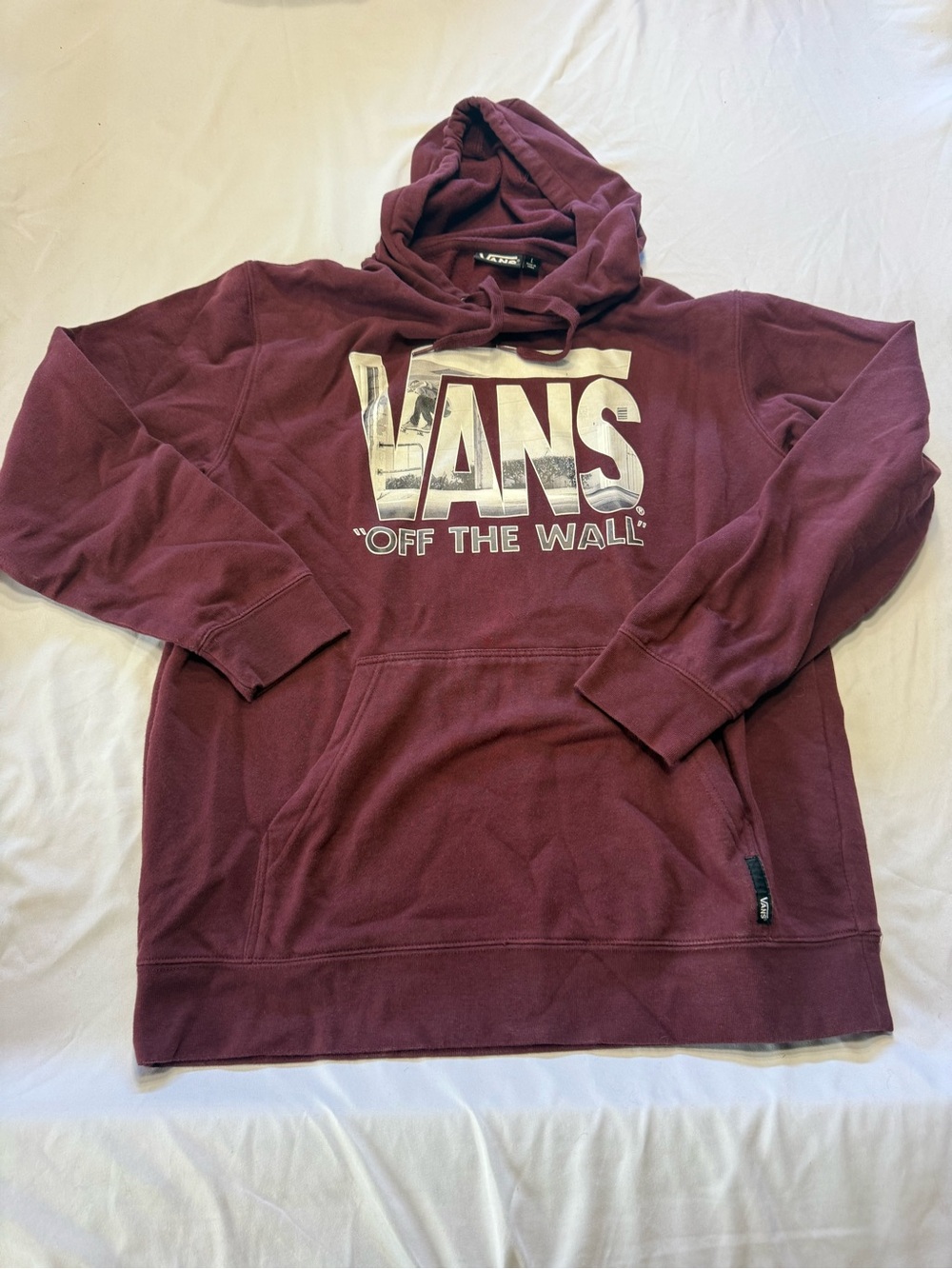 Vans Burgundy Pullover Hoodie with White Logo